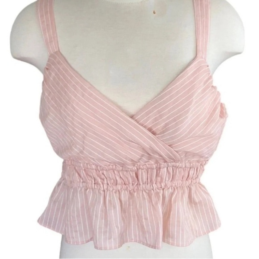 Maeve 1X anthropology crop top, pink and white. Size 1X